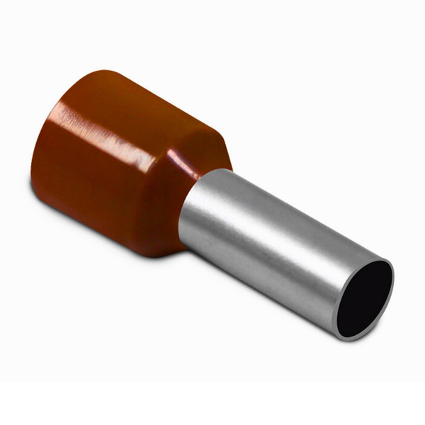 Kit Terminal Pré-isolado Tubular Simples 10mm² | Marrom | 100